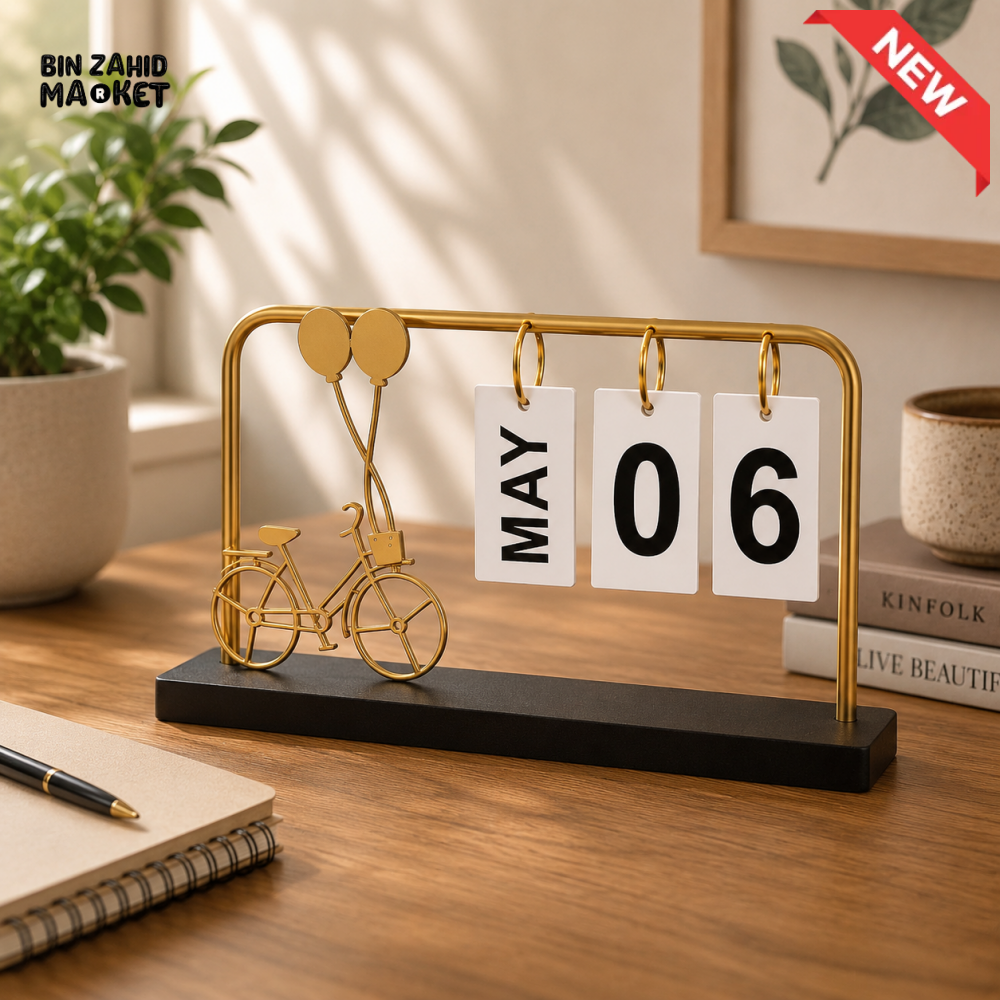 ZIBA Metal Perpetual Calendar Stand with Bicycle Design