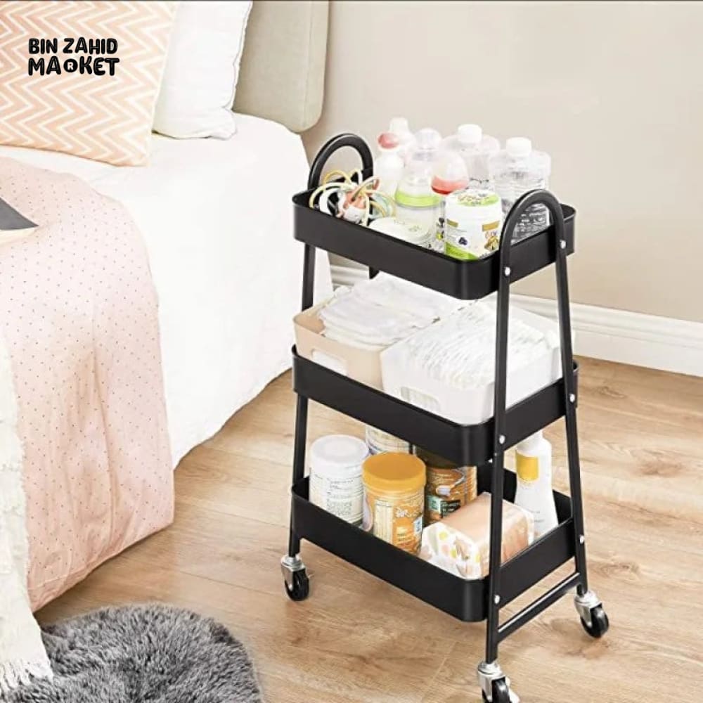 METAL UTILITY TROLLEY Black