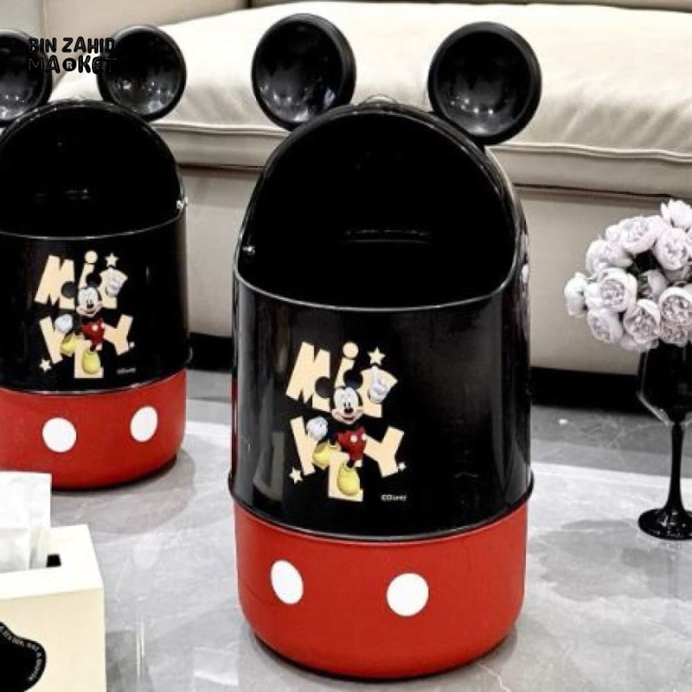 Disney Mickey Cute Trash Can Kitchen Storage Specialty Office Portable Paper Bin