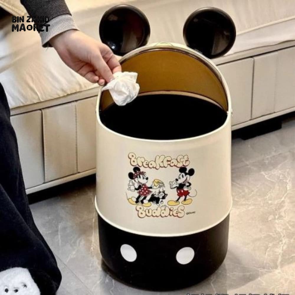 Disney Mickey Cute Trash Can Kitchen Storage Specialty Office Portable Paper Bin