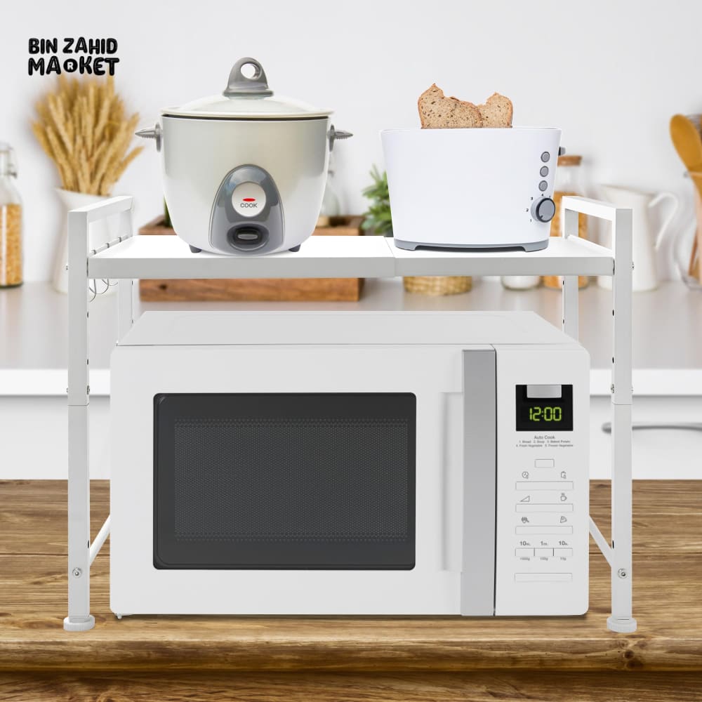MICROWAVE OVEN RACK SHELF – HEIGHT ADJUSTABLE & EXTENDABLE
