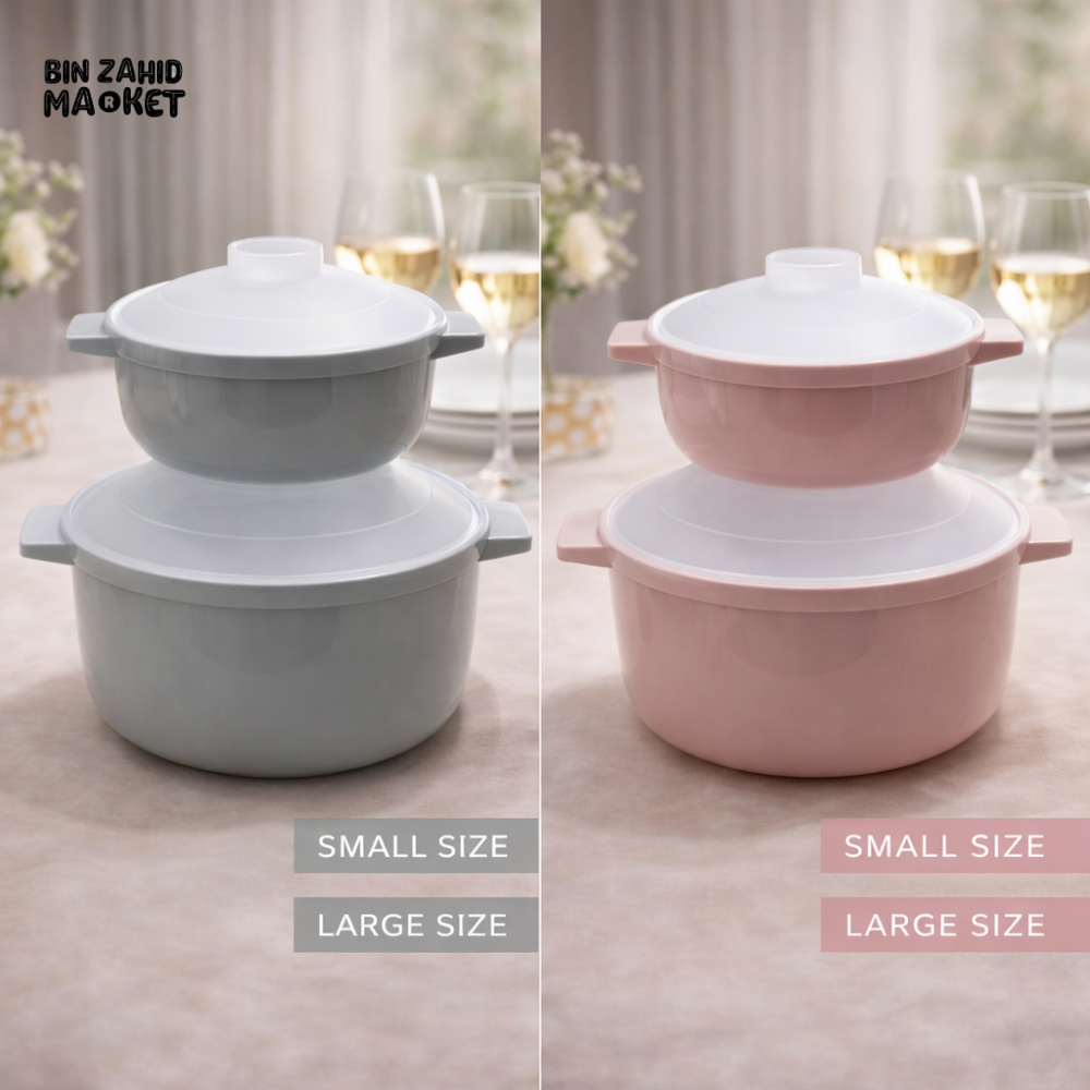 MICROWAVE PLASTIC COOKING POT WITH LID 2 PIECES SET – HEAT-RESISTANT SOUP & NOODLE BOWL FOR QUICK MEALS