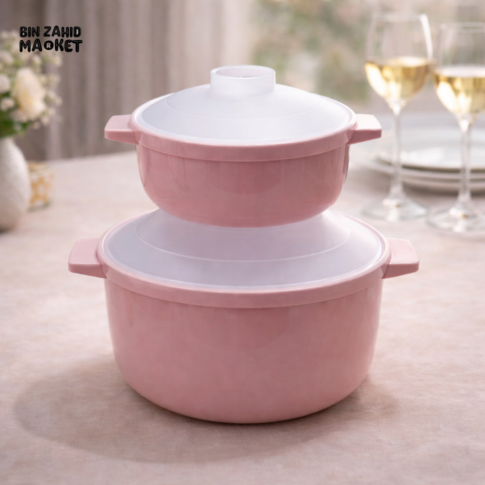 MICROWAVE PLASTIC COOKING POT WITH LID 2 PIECES SET – HEAT-RESISTANT SOUP & NOODLE BOWL FOR QUICK MEALS