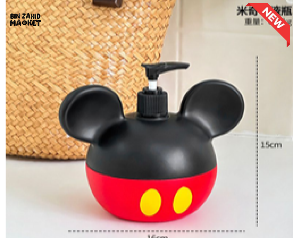 MIMO BLACK & RED CARTOON MOUSE DESIGN LIQUID SOAP DISPENSER WITH BLACK PUMP