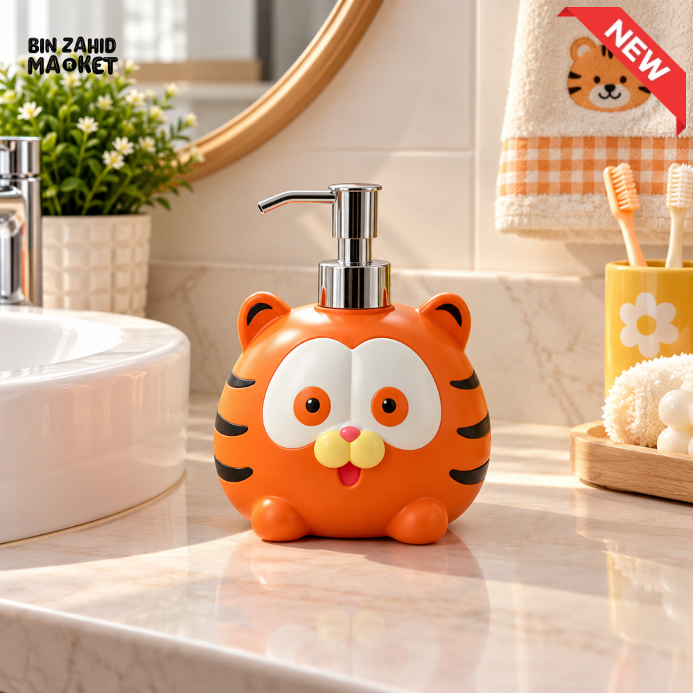 MIMO CARTOON CAT DESIGN LIQUID SOAP DISPENSER WITH SILVER PUMP
