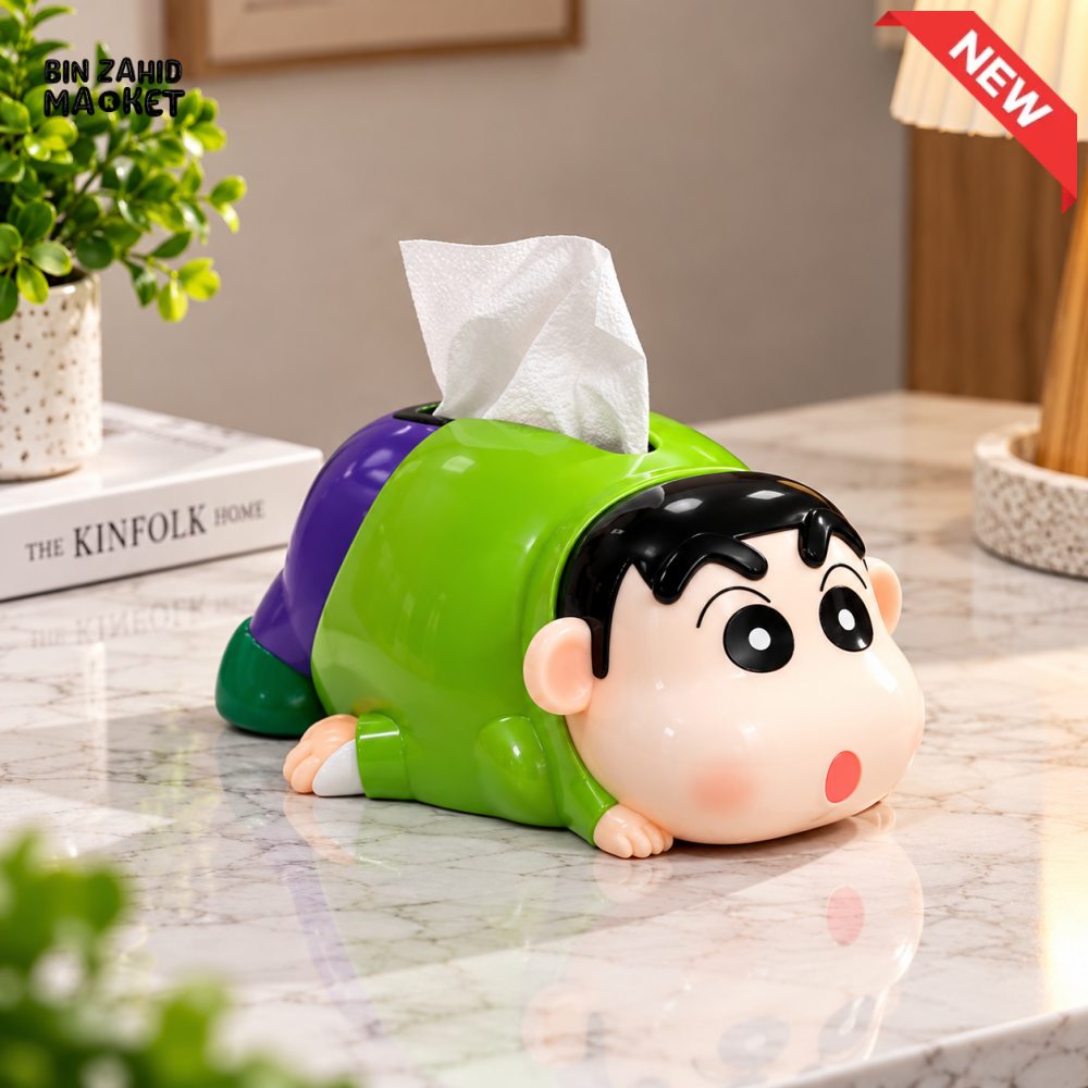 MIMO CUTE CARTOON BOY-SHAPED DECORATIVE TISSUE BOX HOLDER – GREEN & PURPLE