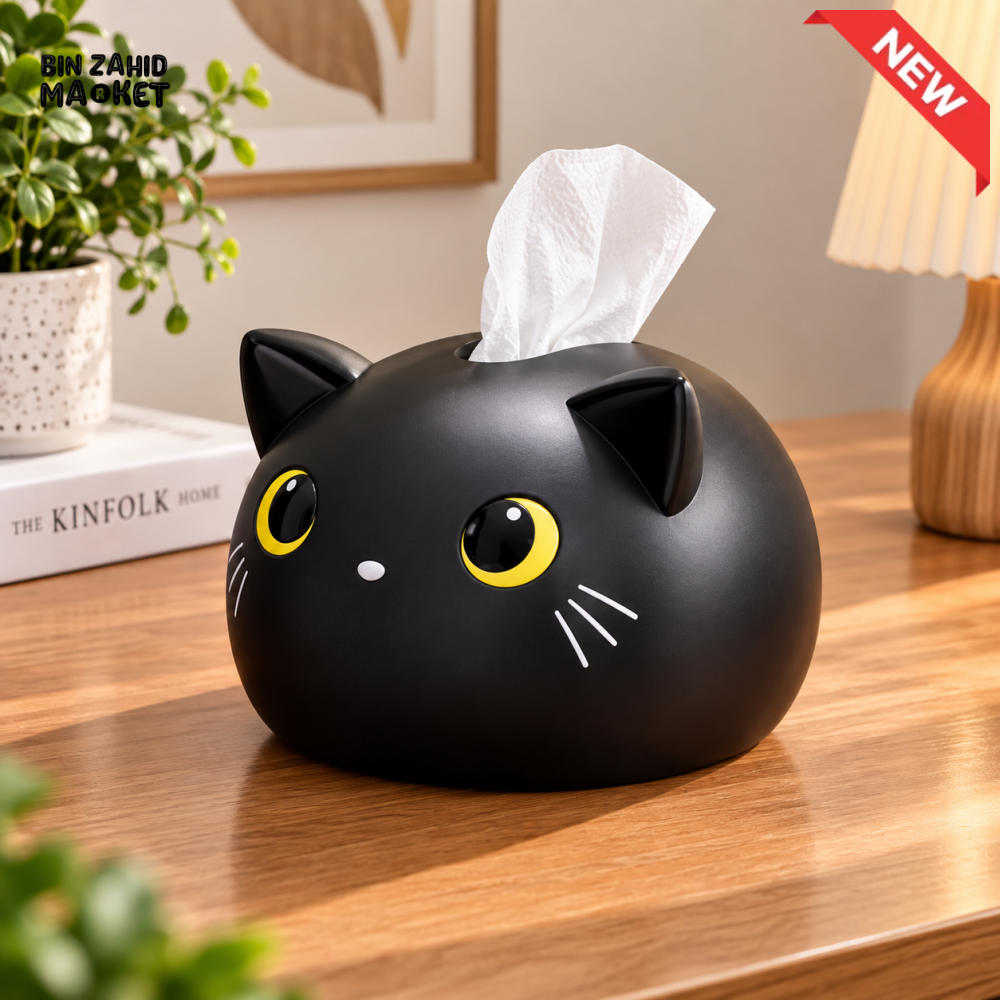 MIMO CUTE CAT-SHAPED DECORATIVE TISSUE BOX HOLDER – BLACK