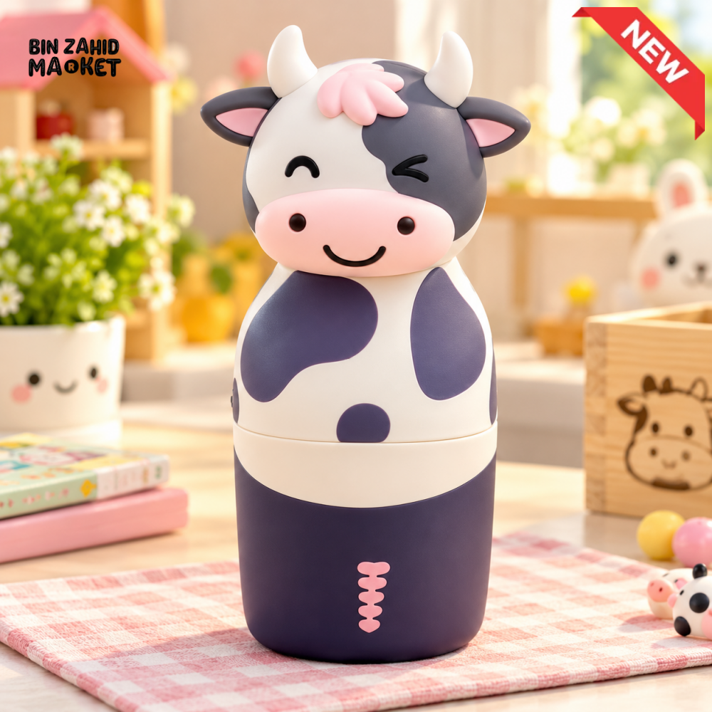MIMO CUTE COW CHARACTER DESIGN KIDS WATER BOTTLE - 450 ML