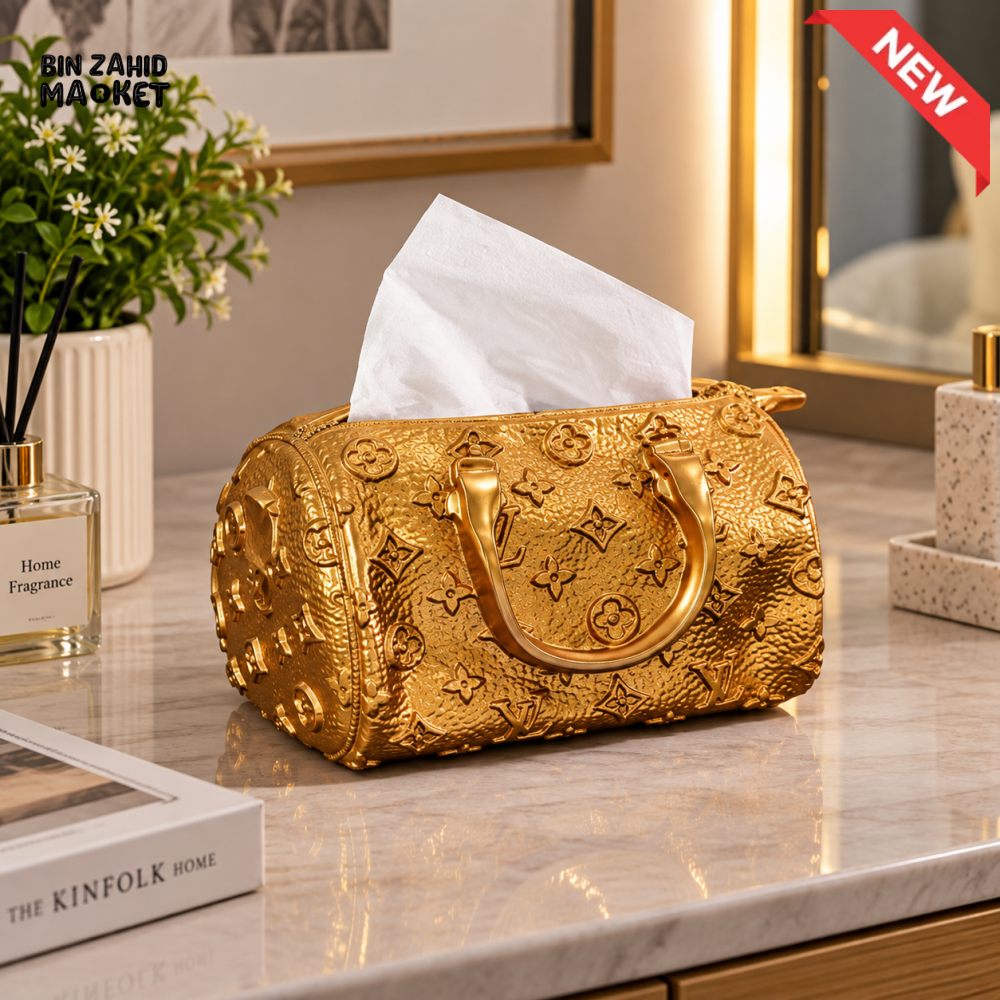 MIMO GOLDEN HANDBAG DESIGN DECORATIVE TISSUE BOX