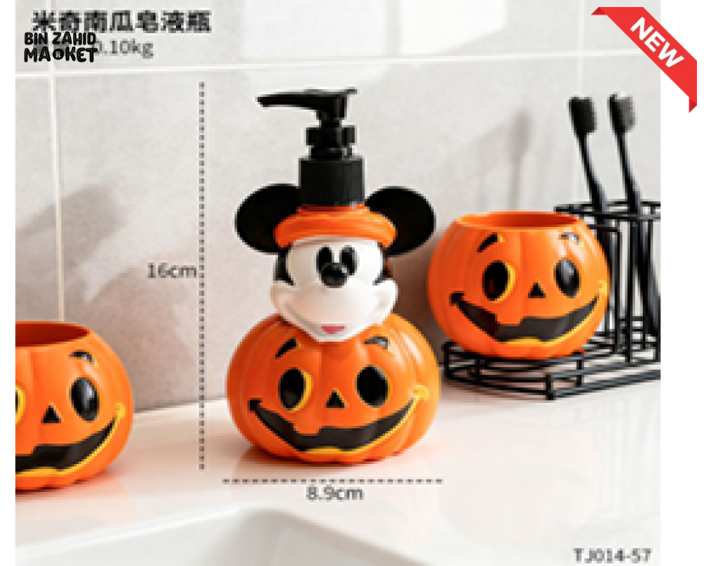 MIMO HALLOWEEN PUMPKIN CHARACTER LIQUID SOAP DISPENSER WITH BLACK PUMP