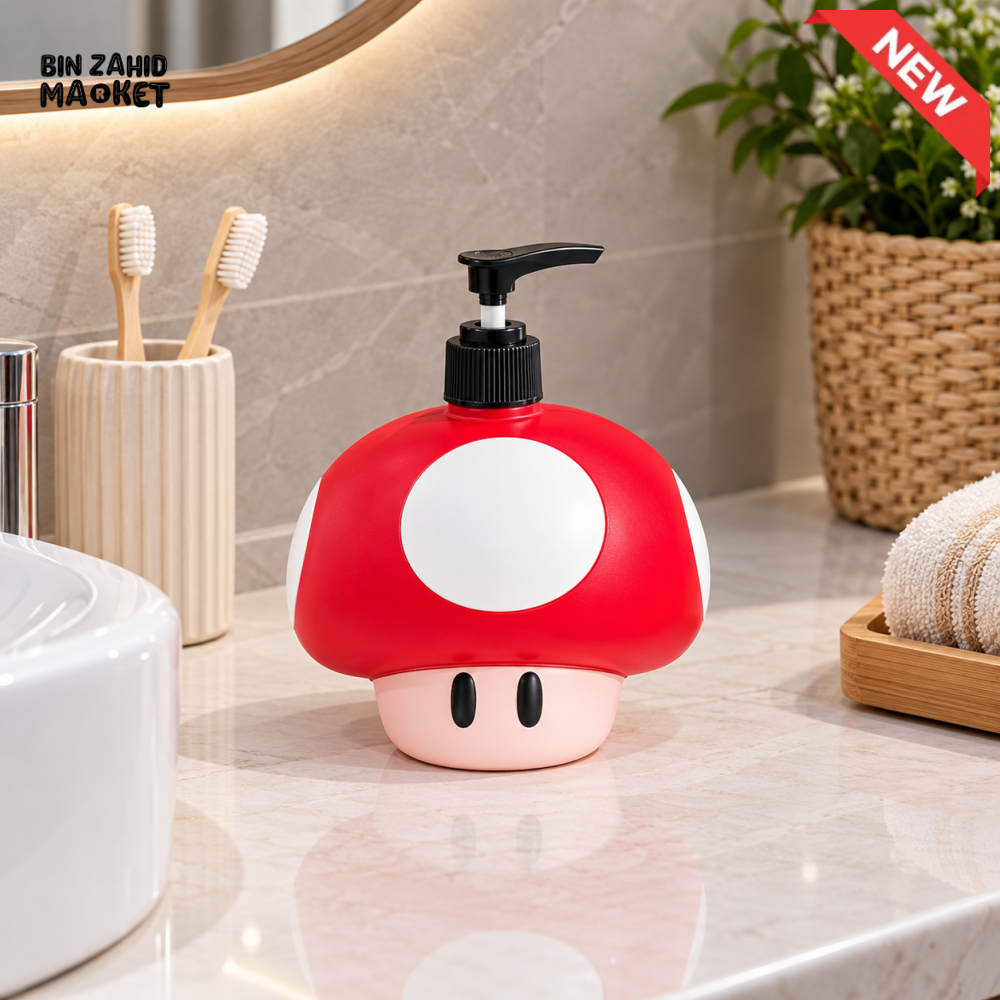 MIMO MUSHROOM DESIGN LIQUID SOAP DISPENSER WITH BLACK PUMP