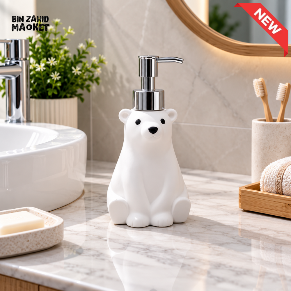 MIMO POLAR BEAR DESIGN LIQUID SOAP DISPENSER WITH SILVER PUMP