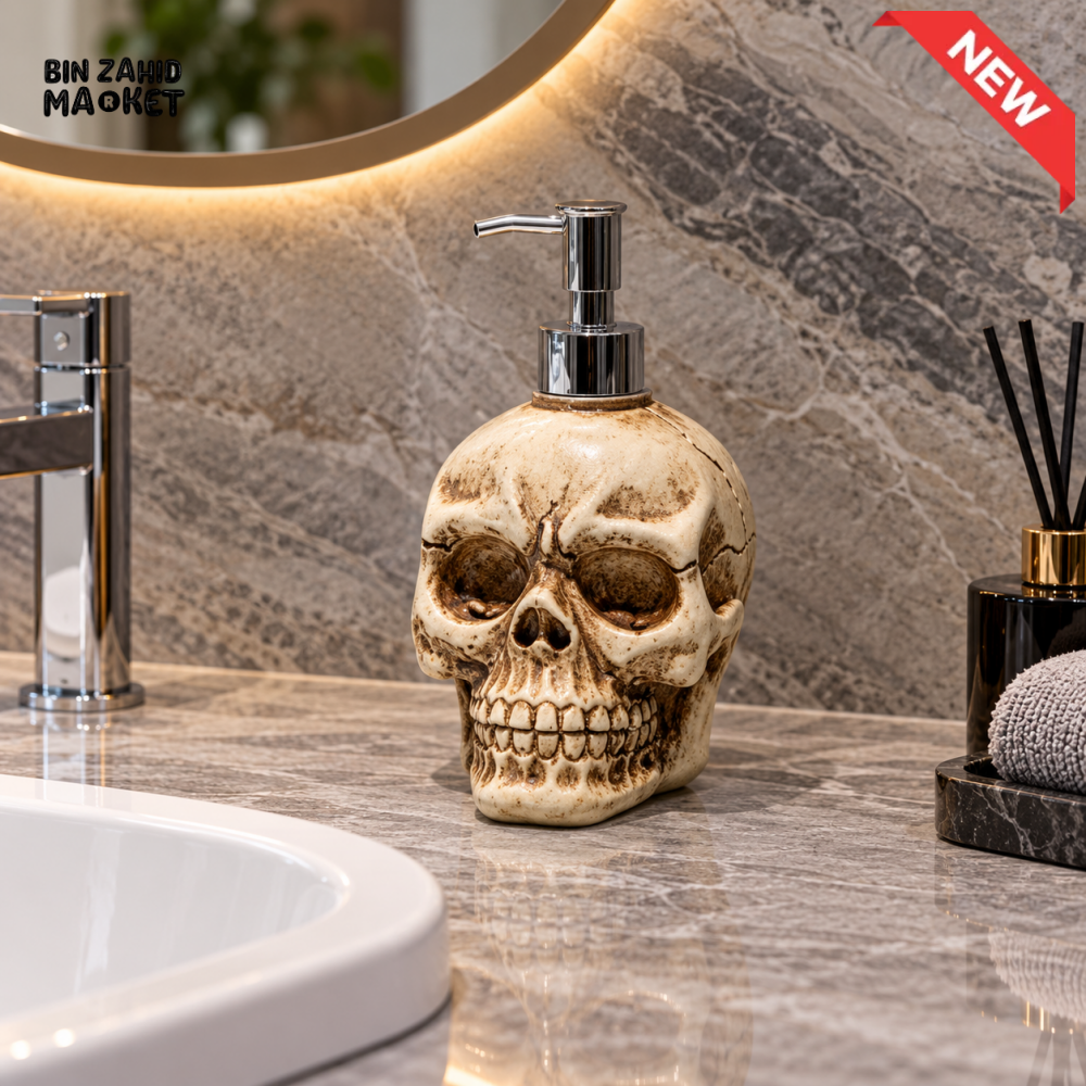 MIMO SKULL DESIGN LIQUID SOAP DISPENSER WITH SILVER PUMP