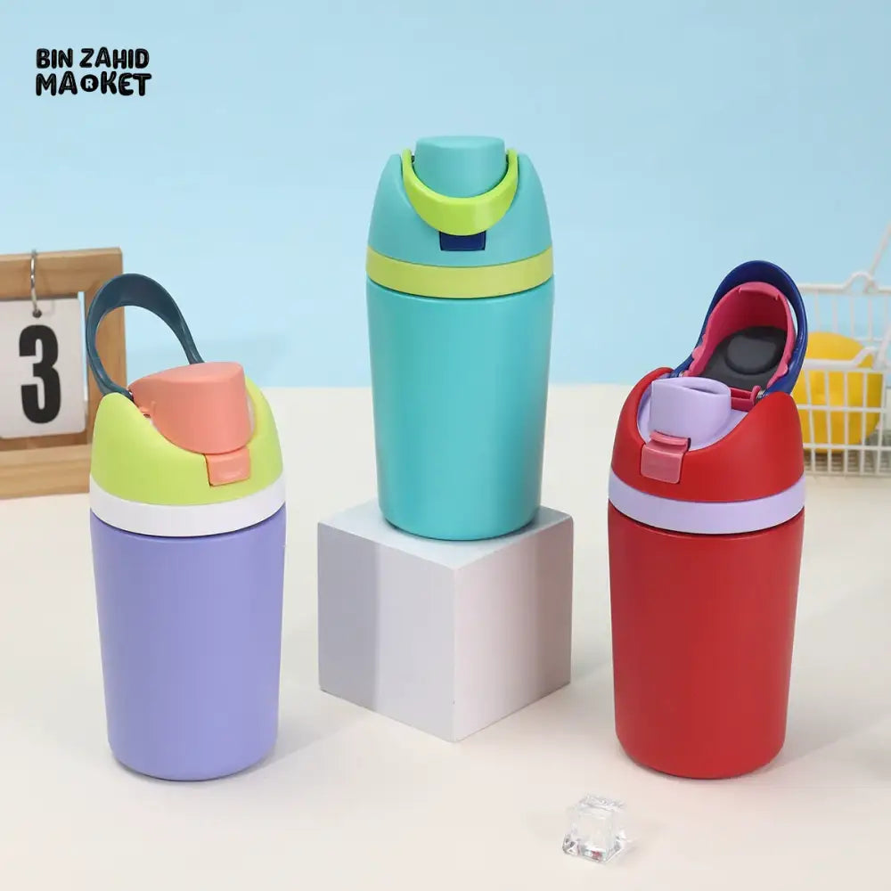 MINI 12OZ THERMAL WATER CUP – LEAK-RESISTANT STAINLESS STEEL SPORTS BOTTLE WITH STRAP