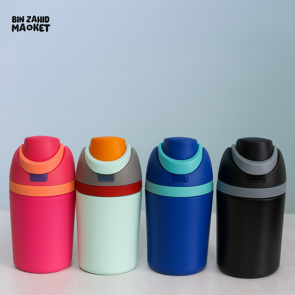 MINI 12OZ THERMAL WATER CUP – LEAK-RESISTANT STAINLESS STEEL SPORTS BOTTLE WITH STRAP