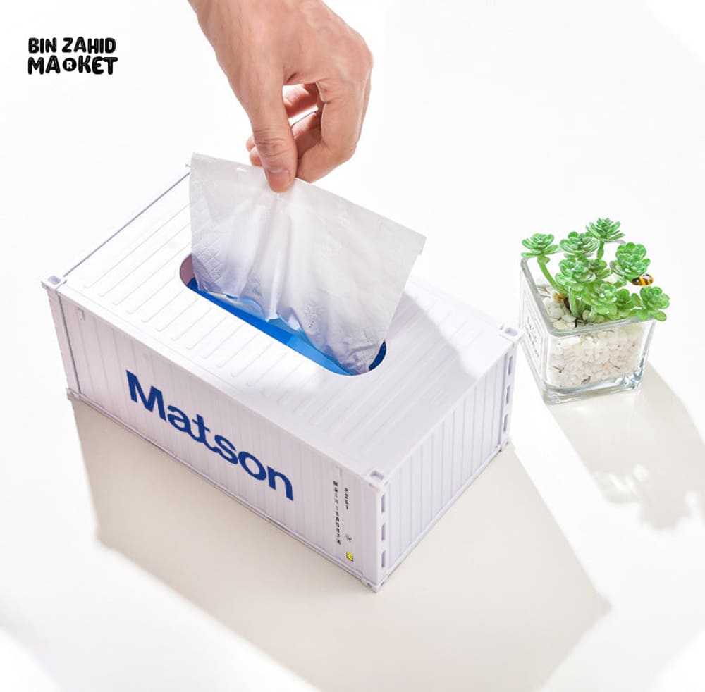 MINI CONTAINER TISSUE HOLDER – INDUSTRIAL DESK & LIVING ROOM DECOR