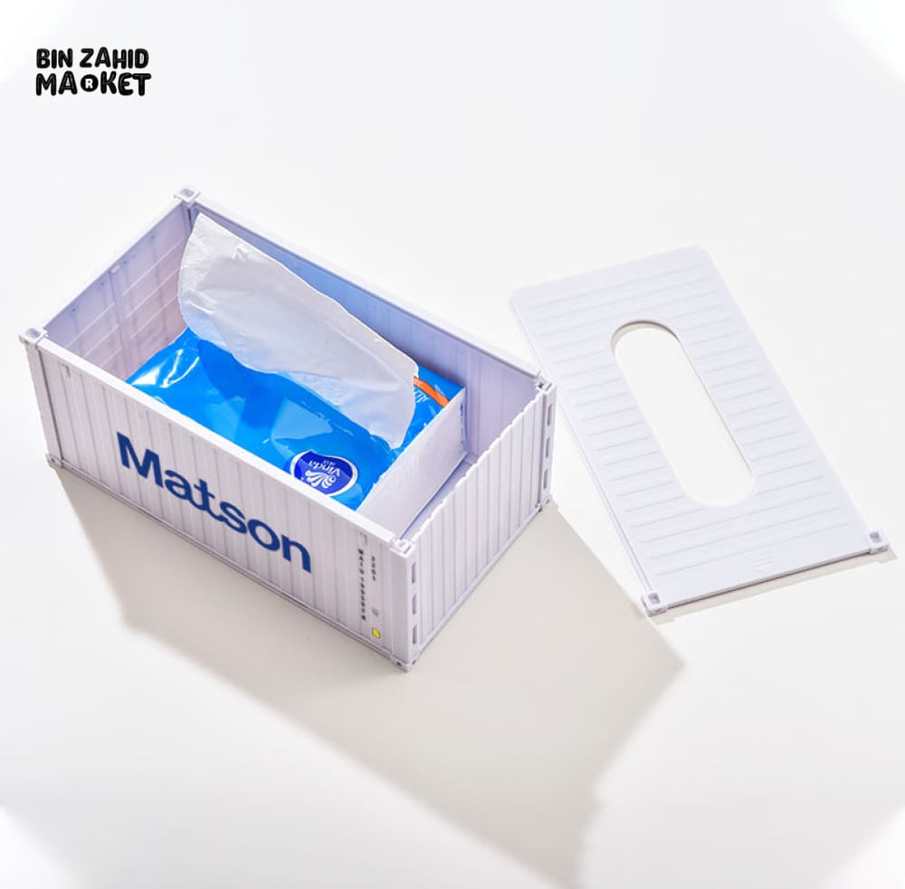MINI CONTAINER TISSUE HOLDER – INDUSTRIAL DESK & LIVING ROOM DECOR