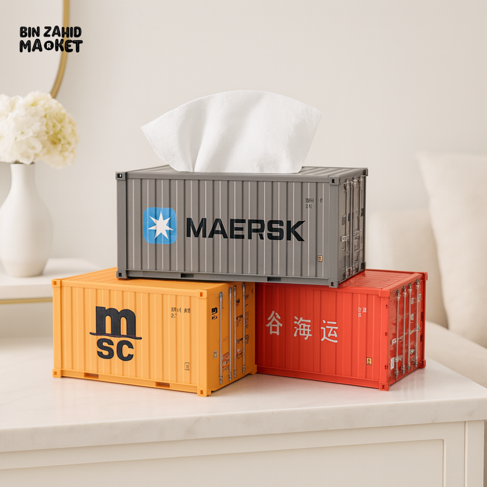 MINI CONTAINER TISSUE HOLDER – INDUSTRIAL DESK & LIVING ROOM DECOR