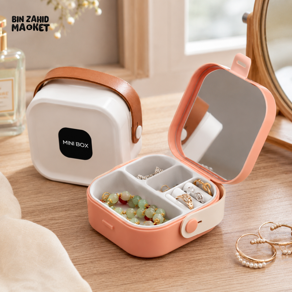 MINI PORTABLE JEWELRY STORAGE BOX WITH MIRROR