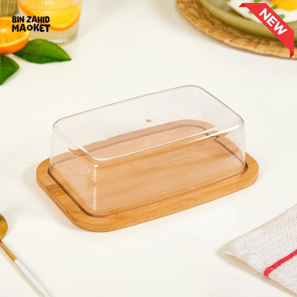 MINIMALIST BUTTER DISH WITH BAMBOO TRAY