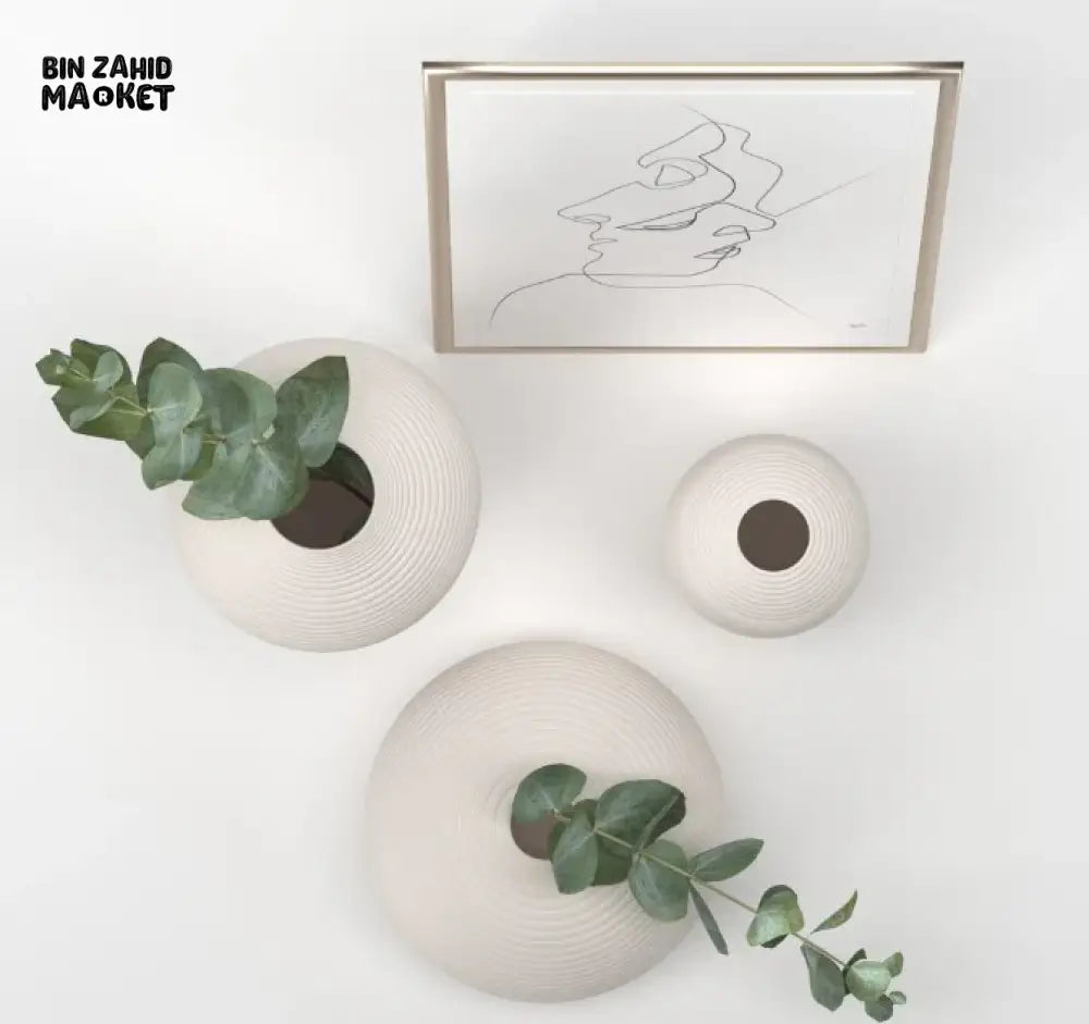 MINIMALIST HANDMADE ZEN VASE WHITE CERAMIC ART DECOR