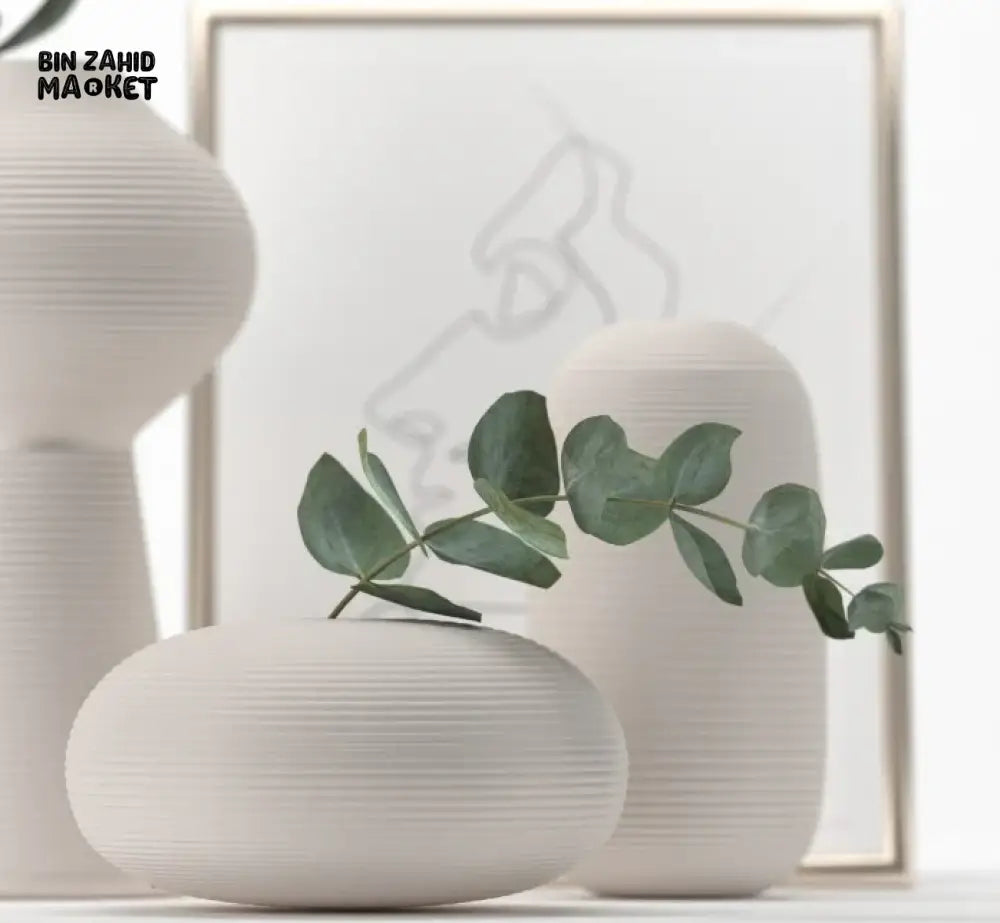 MINIMALIST HANDMADE ZEN VASE WHITE CERAMIC ART DECOR