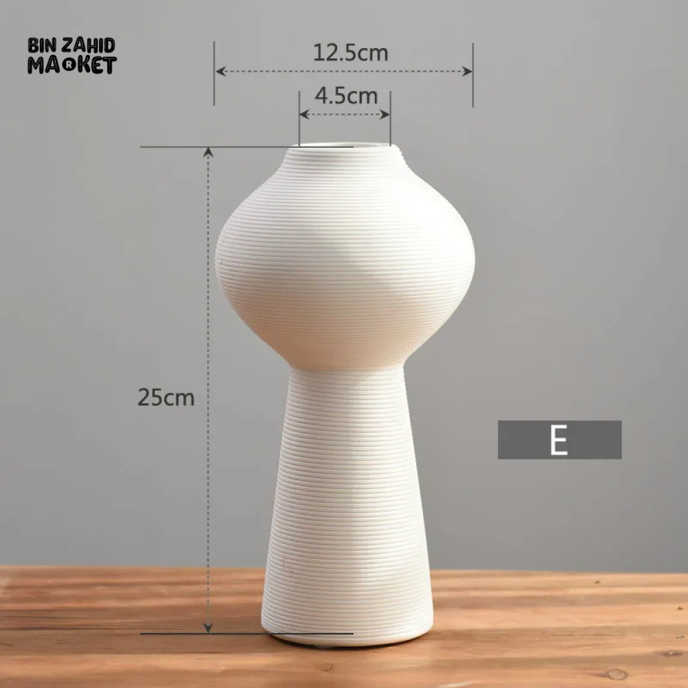 MINIMALIST HANDMADE ZEN VASE WHITE CERAMIC ART DECOR A