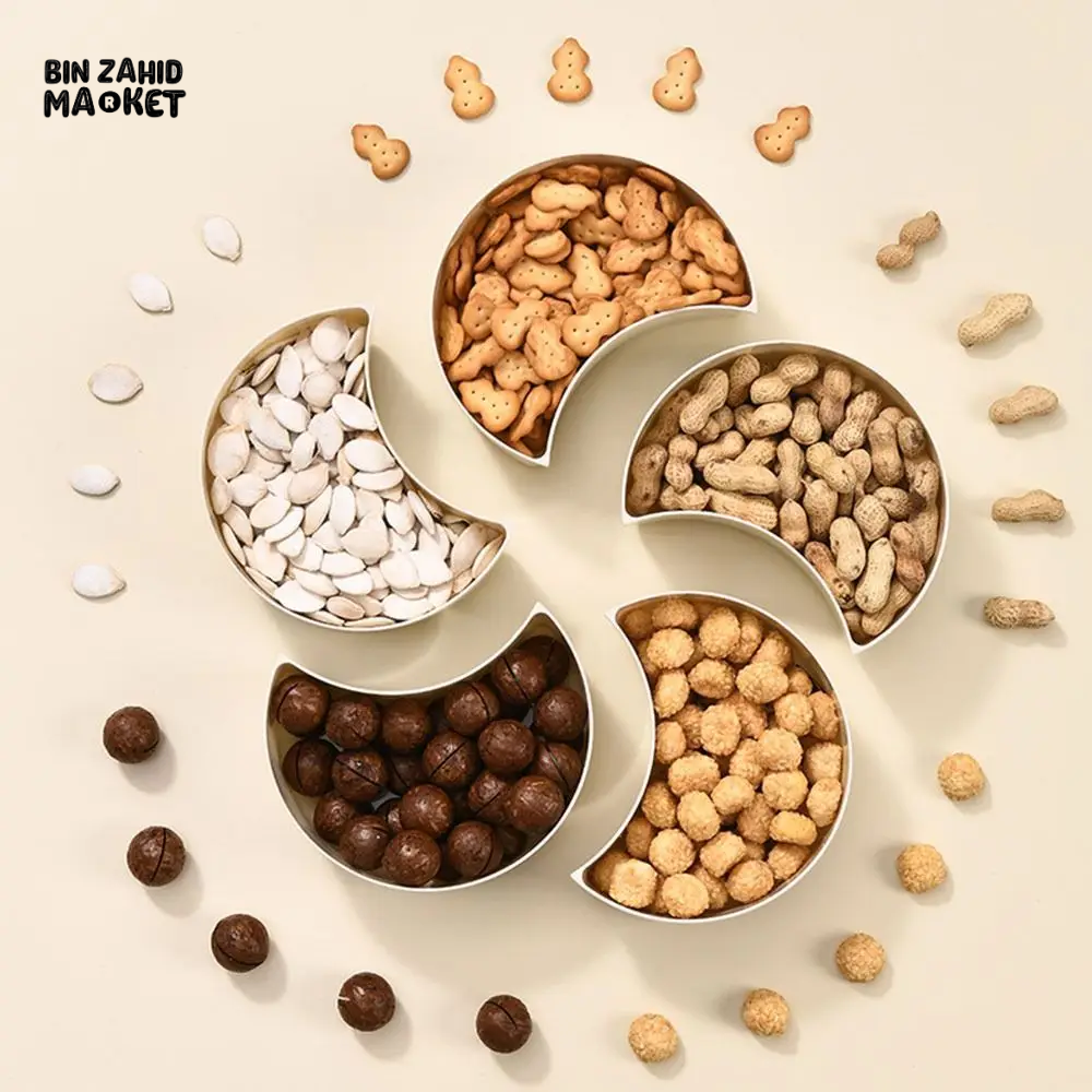 MODERN 5-COMPARTMENT SERVING TRAY WITH LIDS DUST-PROOF & DIVIDED PLATTER BOX LARGE CAPACITY SNACK & CONDIMENT ORGANIZER