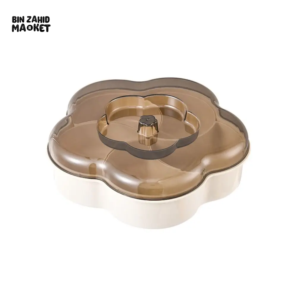 MODERN 5-COMPARTMENT SERVING TRAY WITH LIDS DUST-PROOF & DIVIDED PLATTER BOX LARGE CAPACITY SNACK & CONDIMENT ORGANIZER