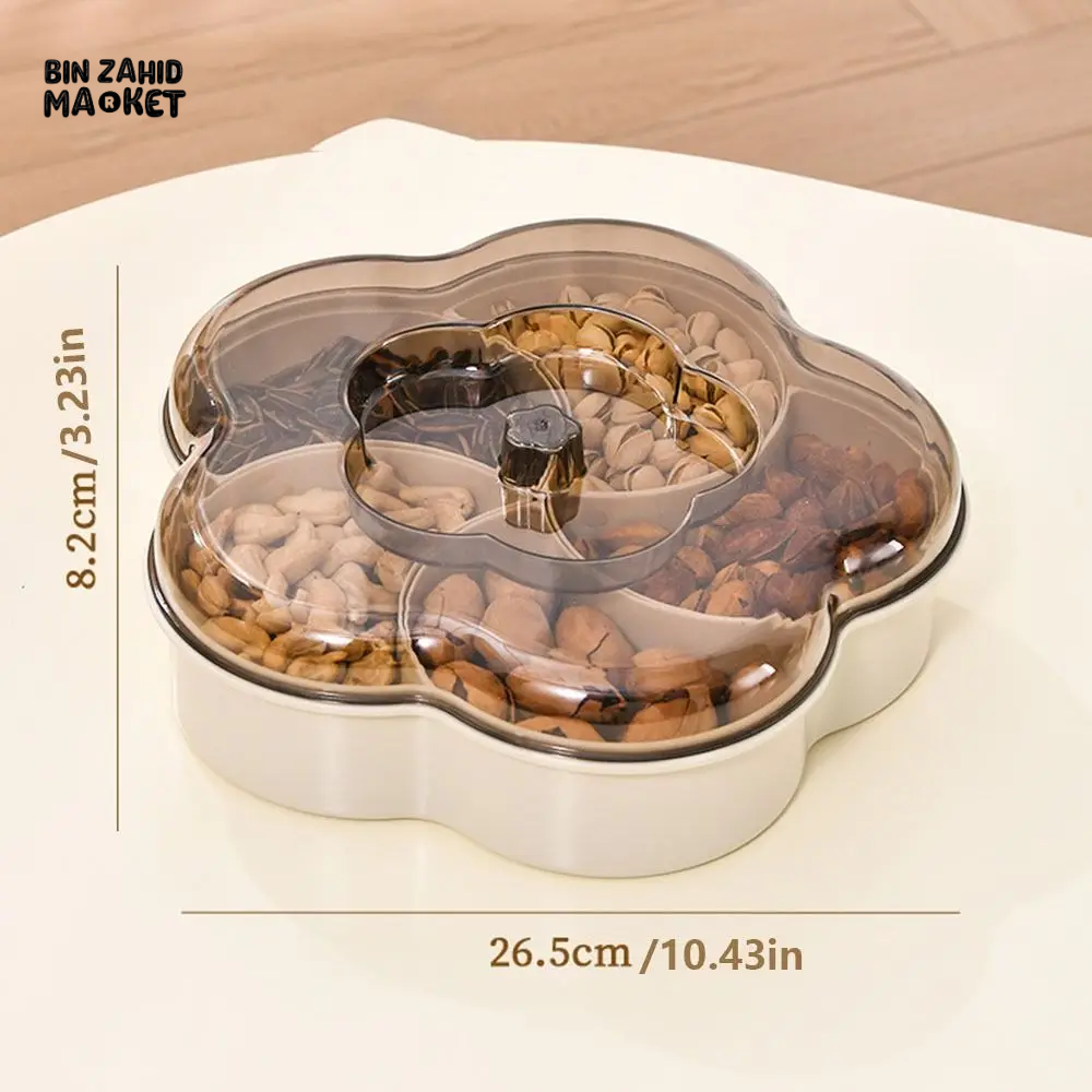 MODERN 5-COMPARTMENT SERVING TRAY WITH LIDS DUST-PROOF & DIVIDED PLATTER BOX LARGE CAPACITY SNACK & CONDIMENT ORGANIZER