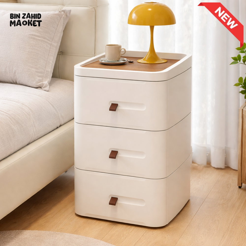 MODERN BEDSIDE TABLE WITH MULTIPLE DRAWERS – SPACE-SAVING BEDROOM STORAGE CABINET - 35.5CM
