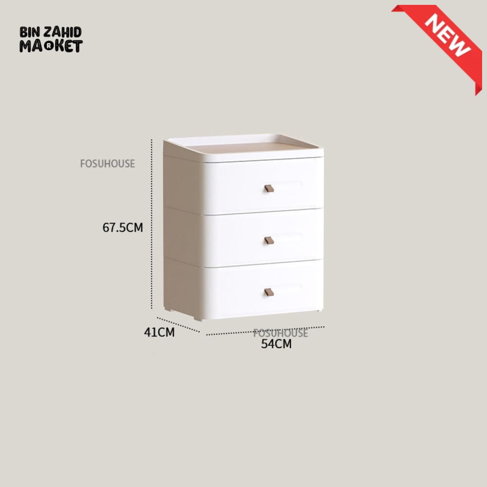 MODERN BEDSIDE TABLE WITH MULTIPLE DRAWERS – SPACE-SAVING BEDROOM STORAGE CABINET - 54CM