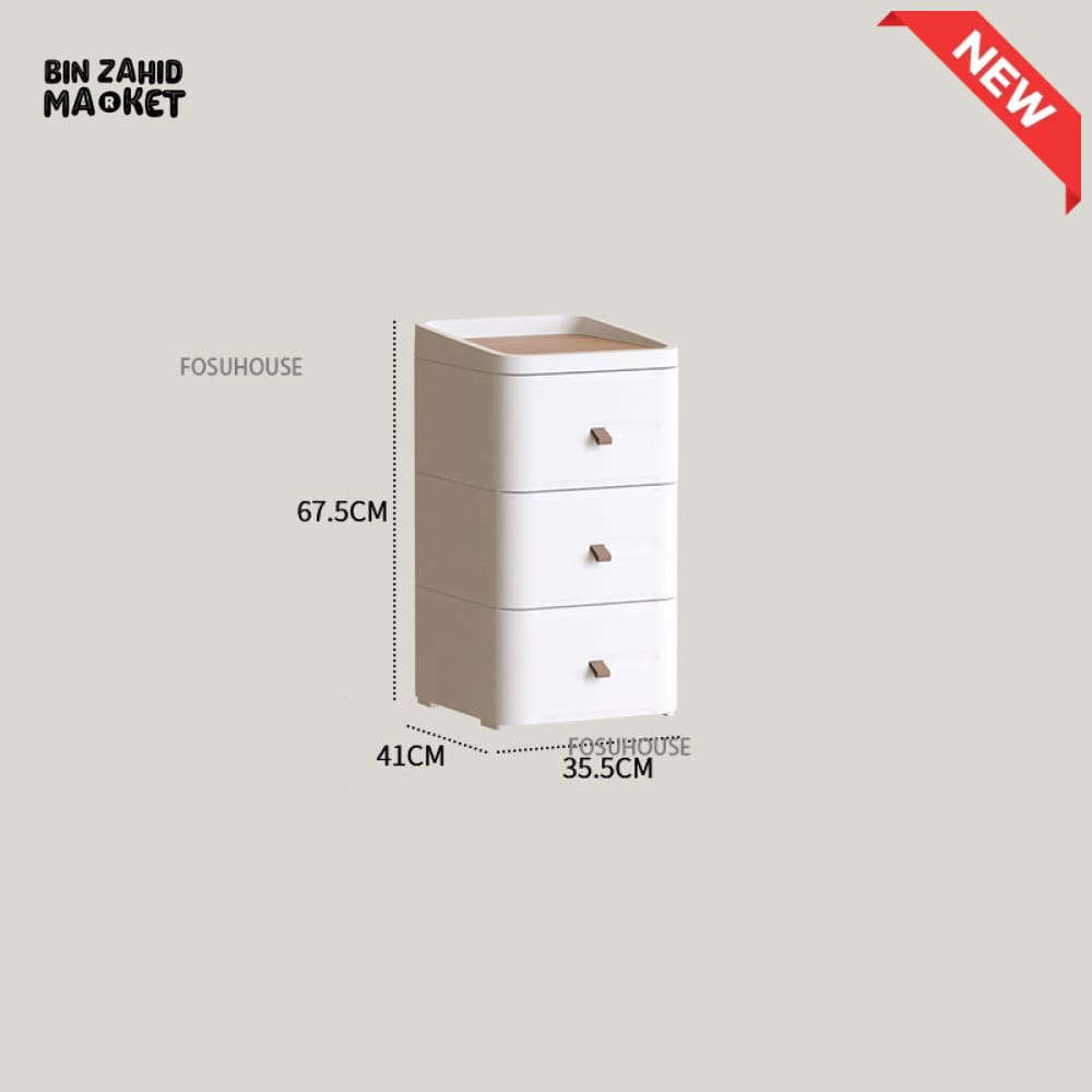 MODERN BEDSIDE TABLE WITH MULTIPLE DRAWERS – SPACE-SAVING BEDROOM STORAGE CABINET - 54CM