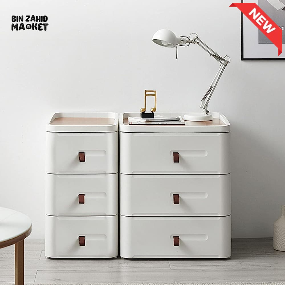 MODERN BEDSIDE TABLE WITH MULTIPLE DRAWERS – SPACE-SAVING BEDROOM STORAGE CABINET - 54CM