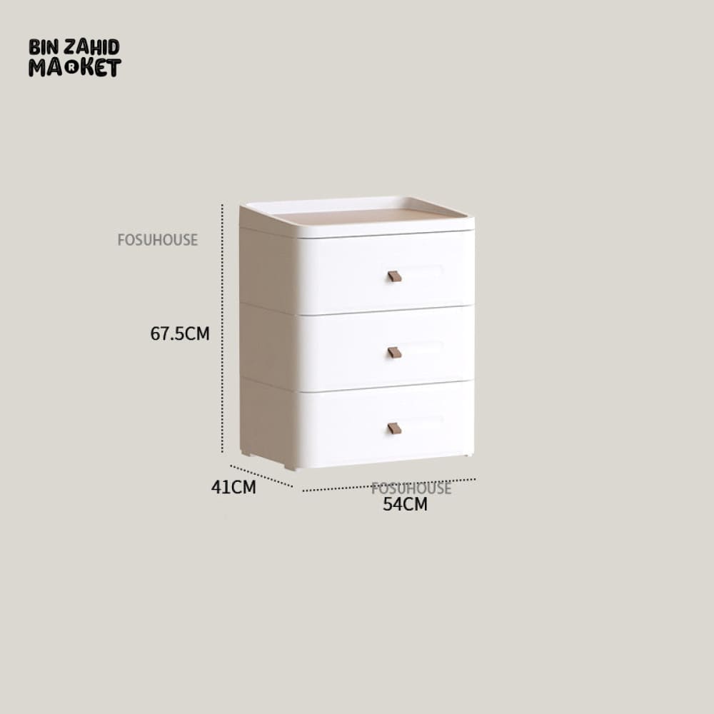 MODERN BEDSIDE TABLE WITH MULTIPLE DRAWERS – SPACE-SAVING BEDROOM STORAGE CABINET - 54CM