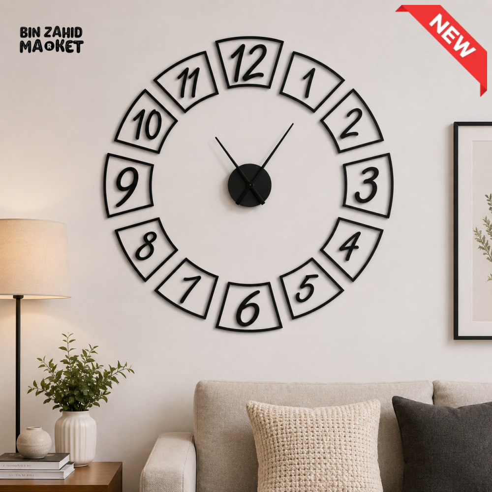 MODERN BLACK ROMAN NUMERAL DIY LARGE WALL CLOCK