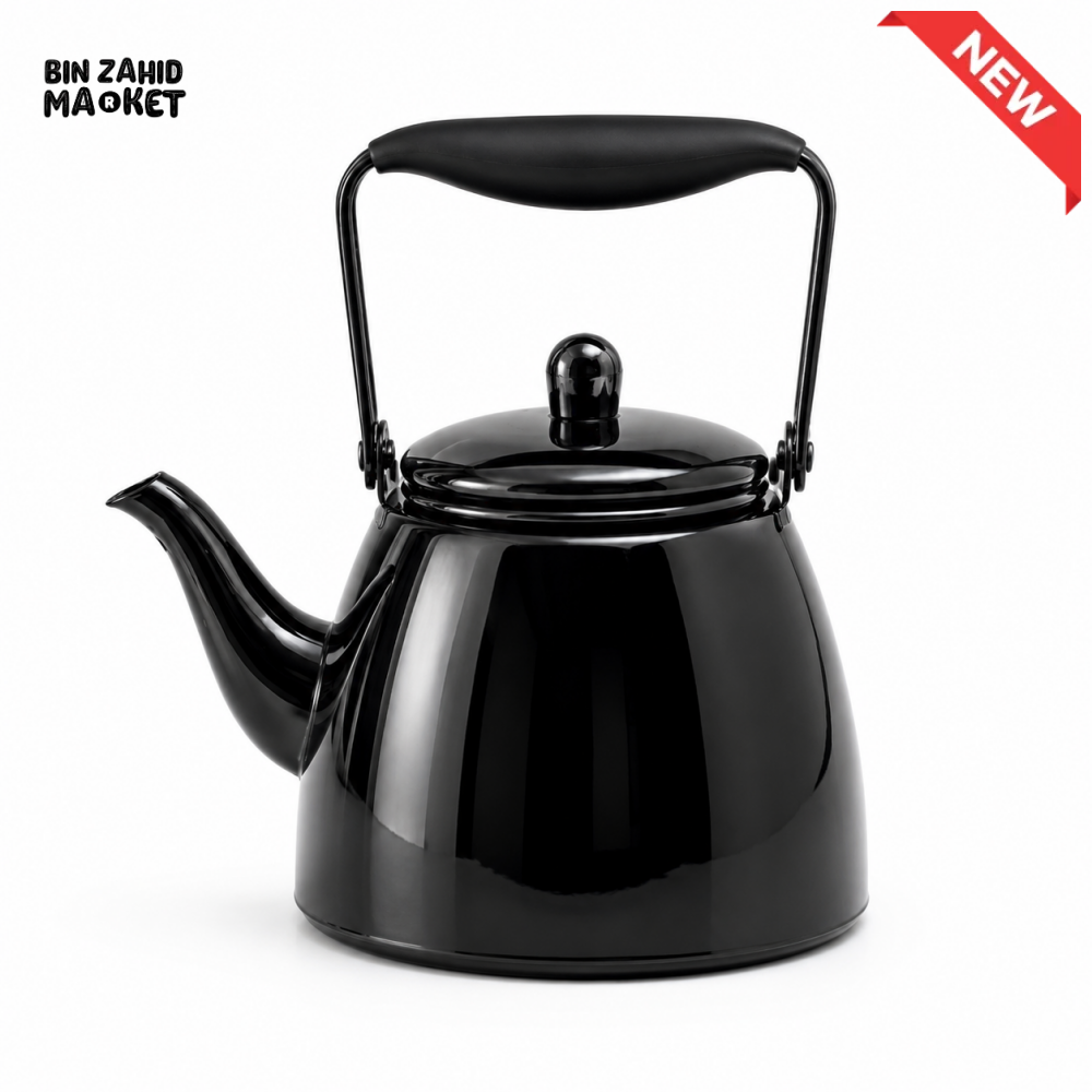 MODERN BLACK STOVETOP TEA KETTLE WITH ERGONOMIC HANDLE – 1.0L