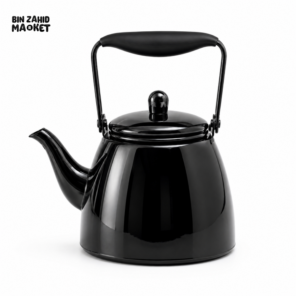 MODERN BLACK STOVETOP TEA KETTLE WITH ERGONOMIC HANDLE – 1.0L