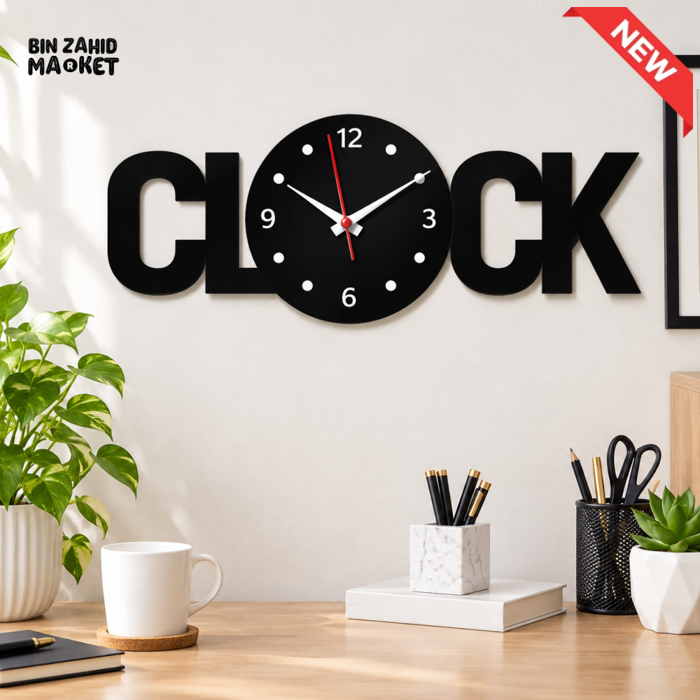 MODERN CLOCK WORD DESIGN DECORATIVE WALL CLOCK