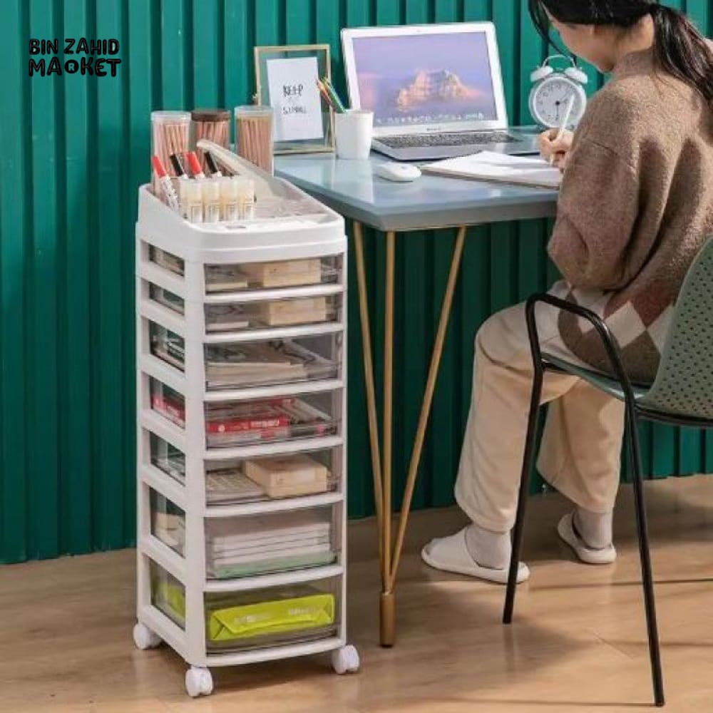 MODERN COSMETIC & MAKEUP ORGAZNIZER CART WITH HANDLE & LOCKABLE WHEELS