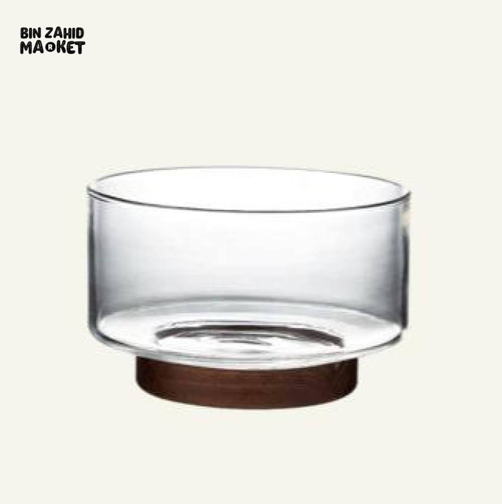 MODERN GLASS BOWL WITH PREMIUM WOODEN BASE