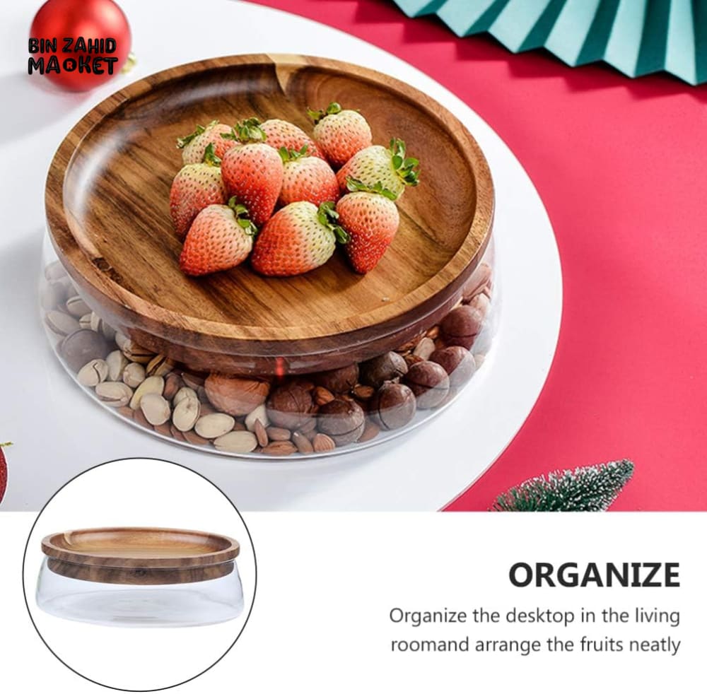 MODERN GLASS STORAGE BOX WITH PREMIUM WOODEN LID