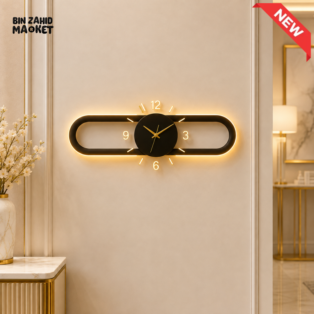 MODERN LED OVAL DESIGN WALL CLOCK - Medium 12x24 inches