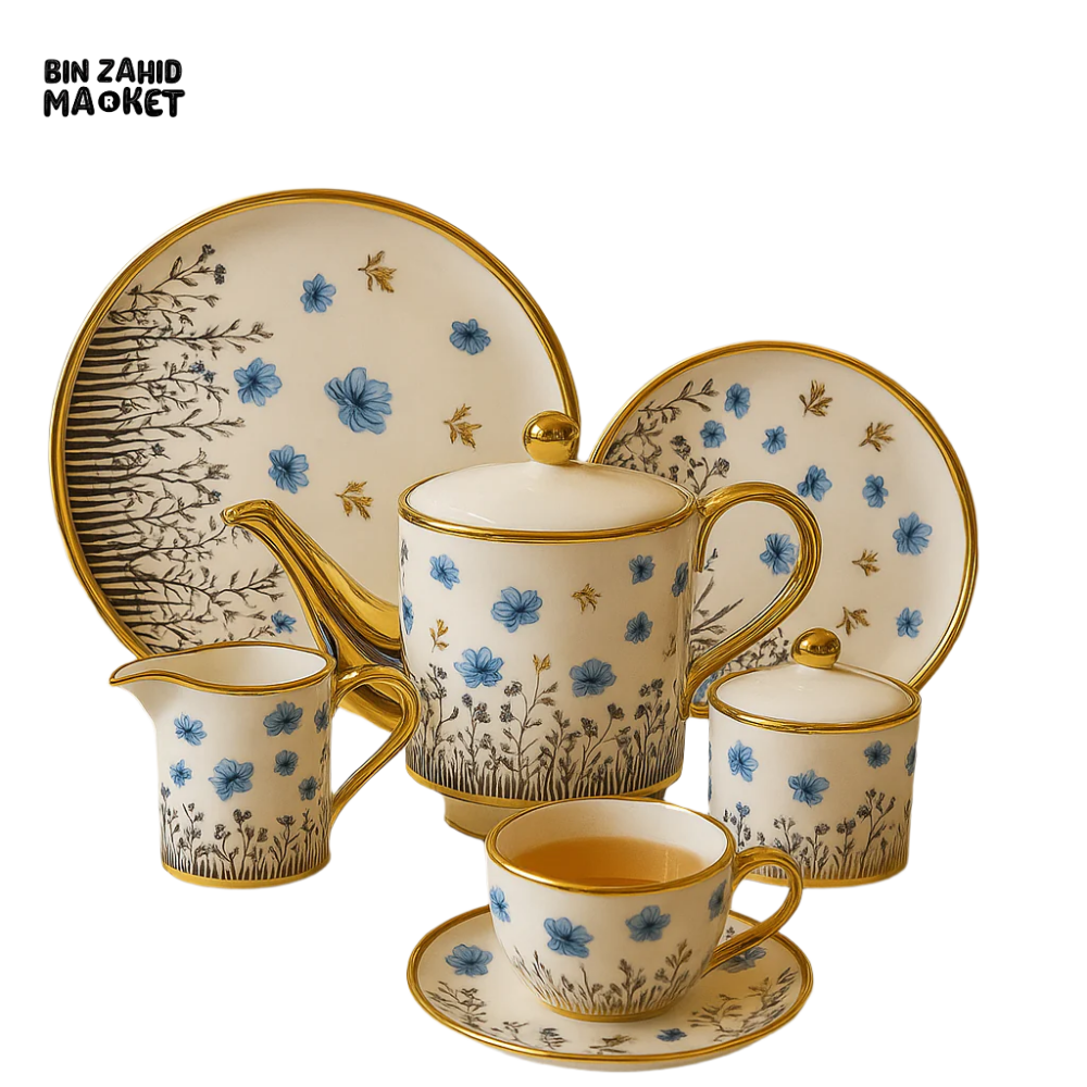 MODERN PRINTED 24 PIECES BONE CHINA TEA SET – LUXURY TEA CUP & SAUCER SET - 2806-003