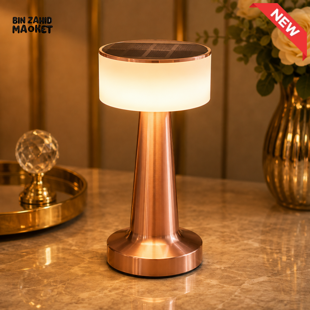 MODERN ROSE GOLD LED TABLE LAMP WITH FROSTED LIGHT SHADE
