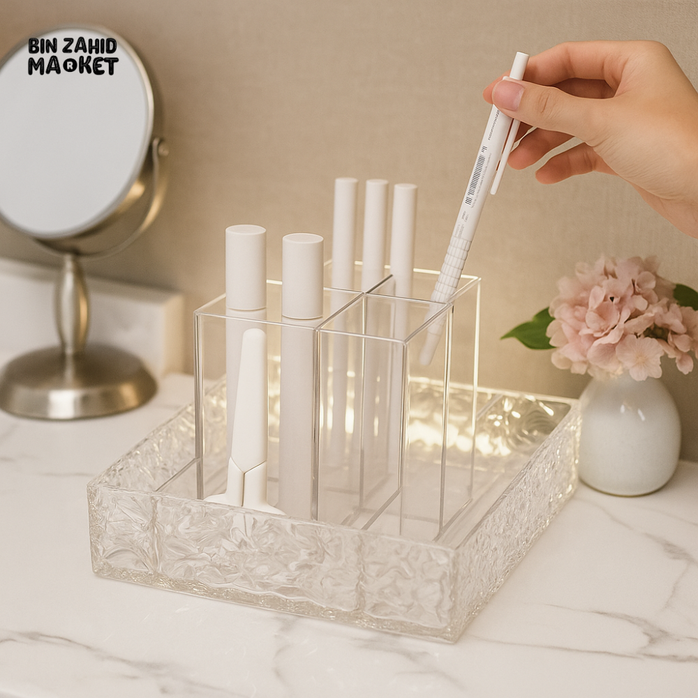 MODERN VANITY ORGANIZER – TRANSPARENT ACRYLIC STORAGE FOR MAKEUP & TOOLS