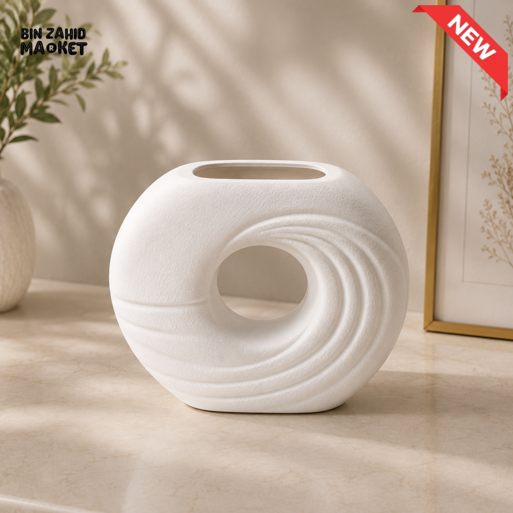 MODERN WAVE HOLLOW CERAMIC DECORATIVE VASE