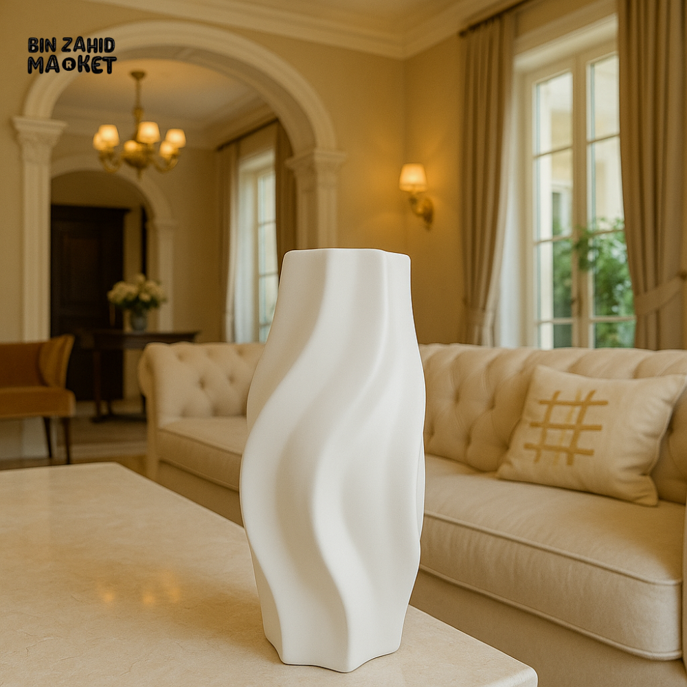 MODERN WHITE CERAMIC VASE FOR LUXURY VILLA DECOR