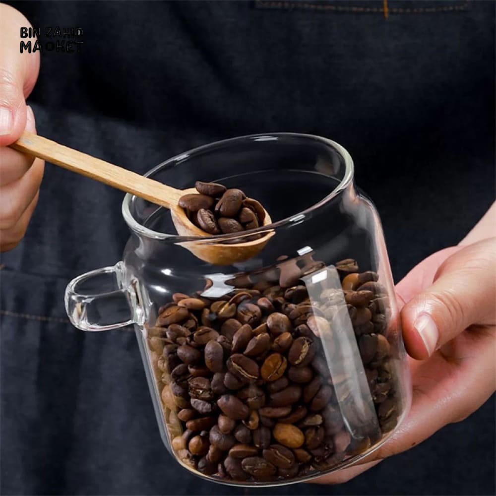 MOISTURE-RESISTANT GLASS CANISTER – WOODEN LID & SPOON FOR KITCHEN STORAGE