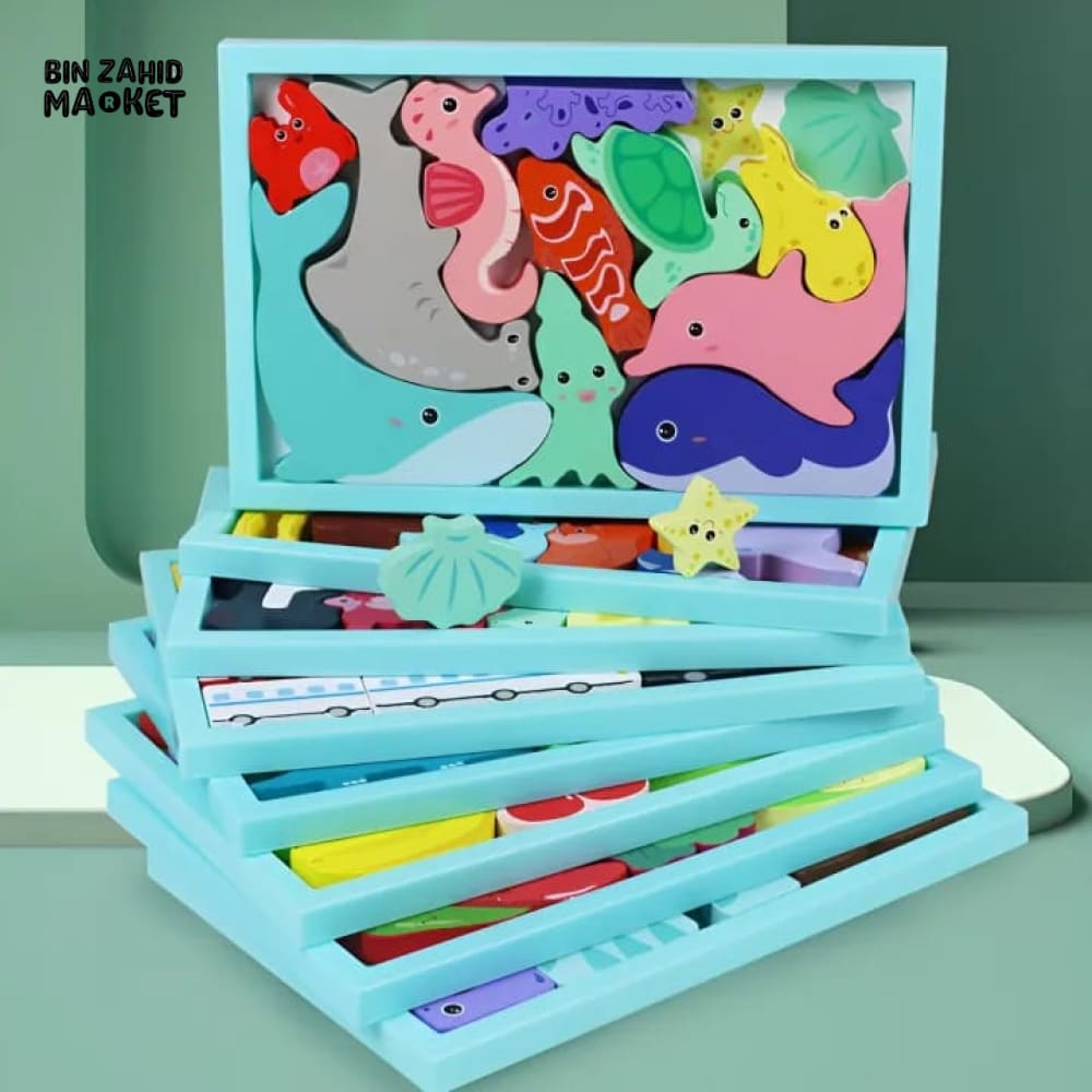 MONTESSORI 3D WOODEN ANIMAL PUZZLE TOY – EARLY EDUCATION TODDLER BLOCK SET